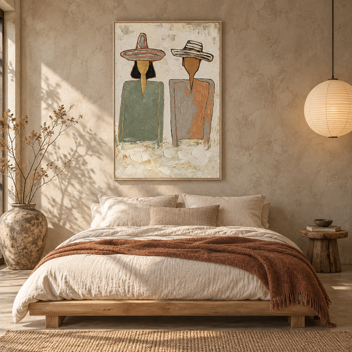 “Desert Companions” – Modern Western Couple Portrait Oil Painting