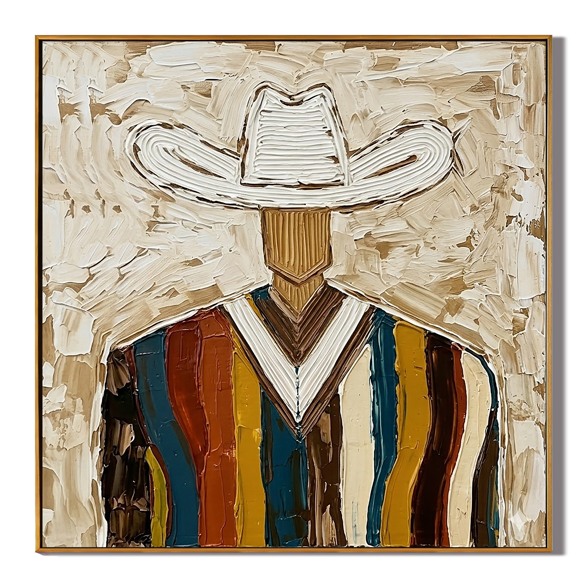"Frontier Stripes" – Vintage Western Cowboy Textured Oil Painting