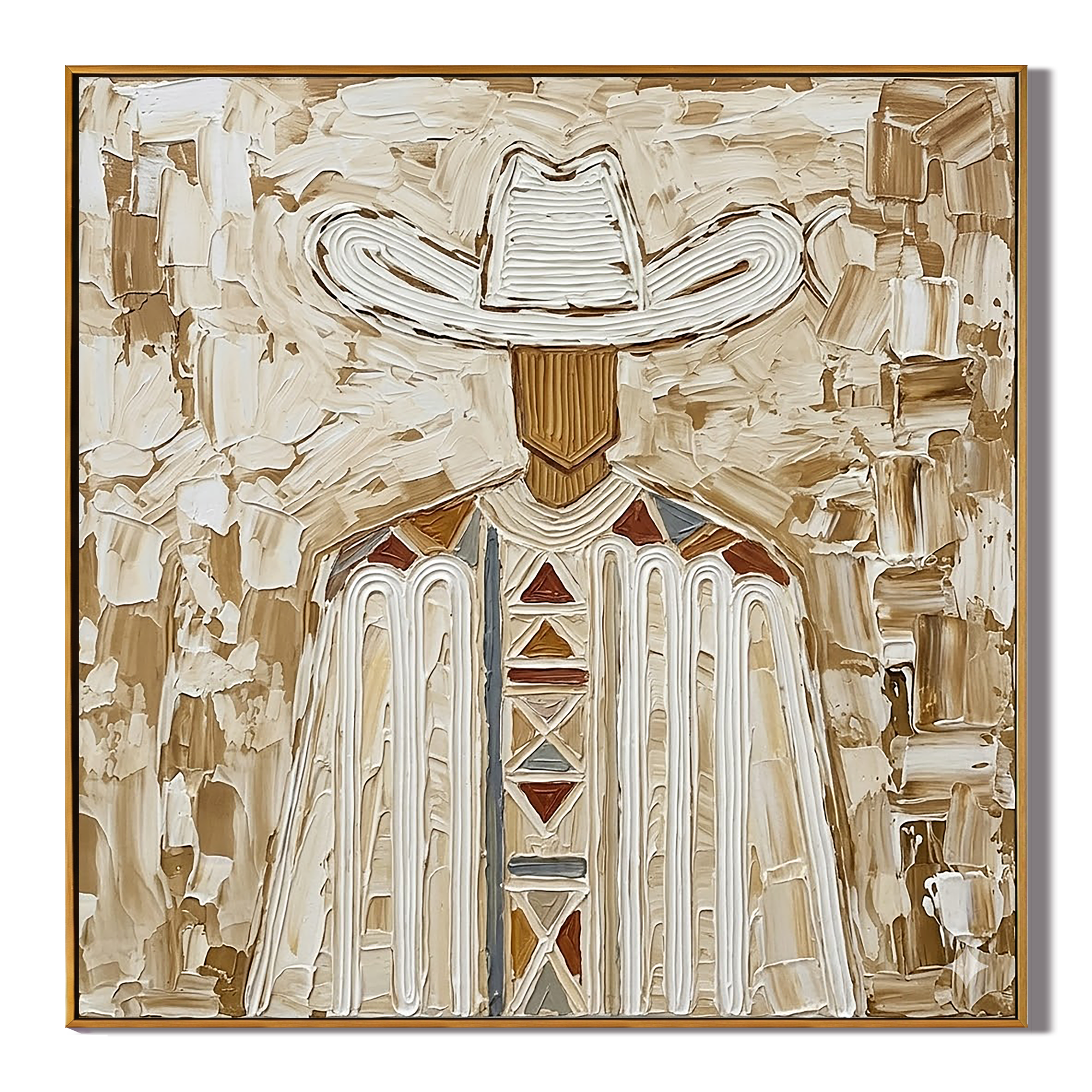 "Desert Sentinel" – Western Cowboy Textured Oil Painting in Warm Earth Tones