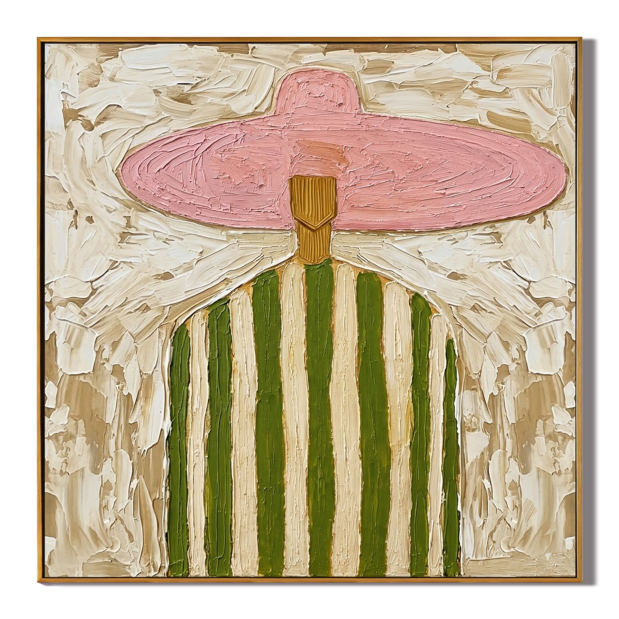 "Pink Sombrero Charm" – Vintage Mexican Cowboy Textured Oil Painting