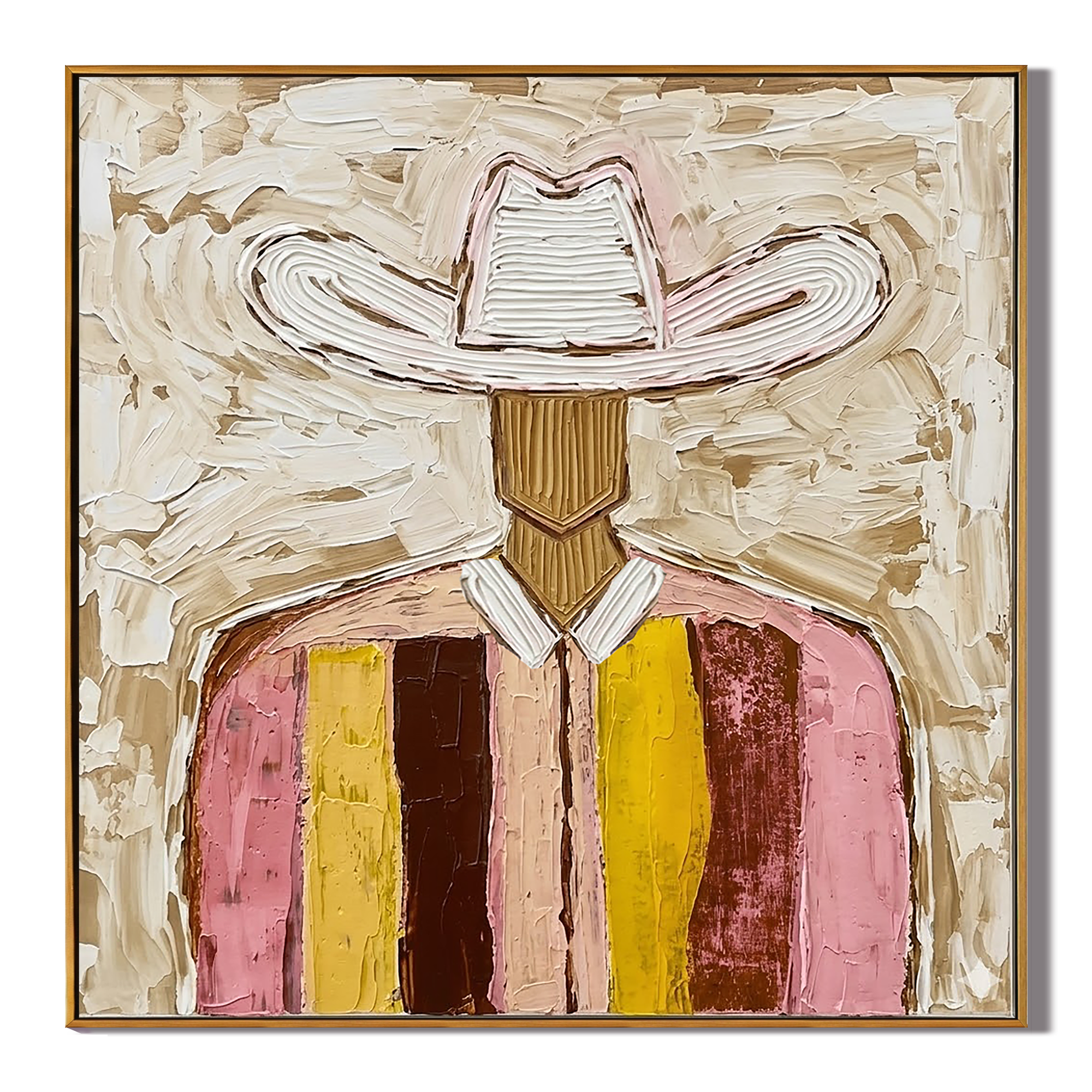 "Rose Frontier" – Vintage Western Cowboy Textured Oil Painting