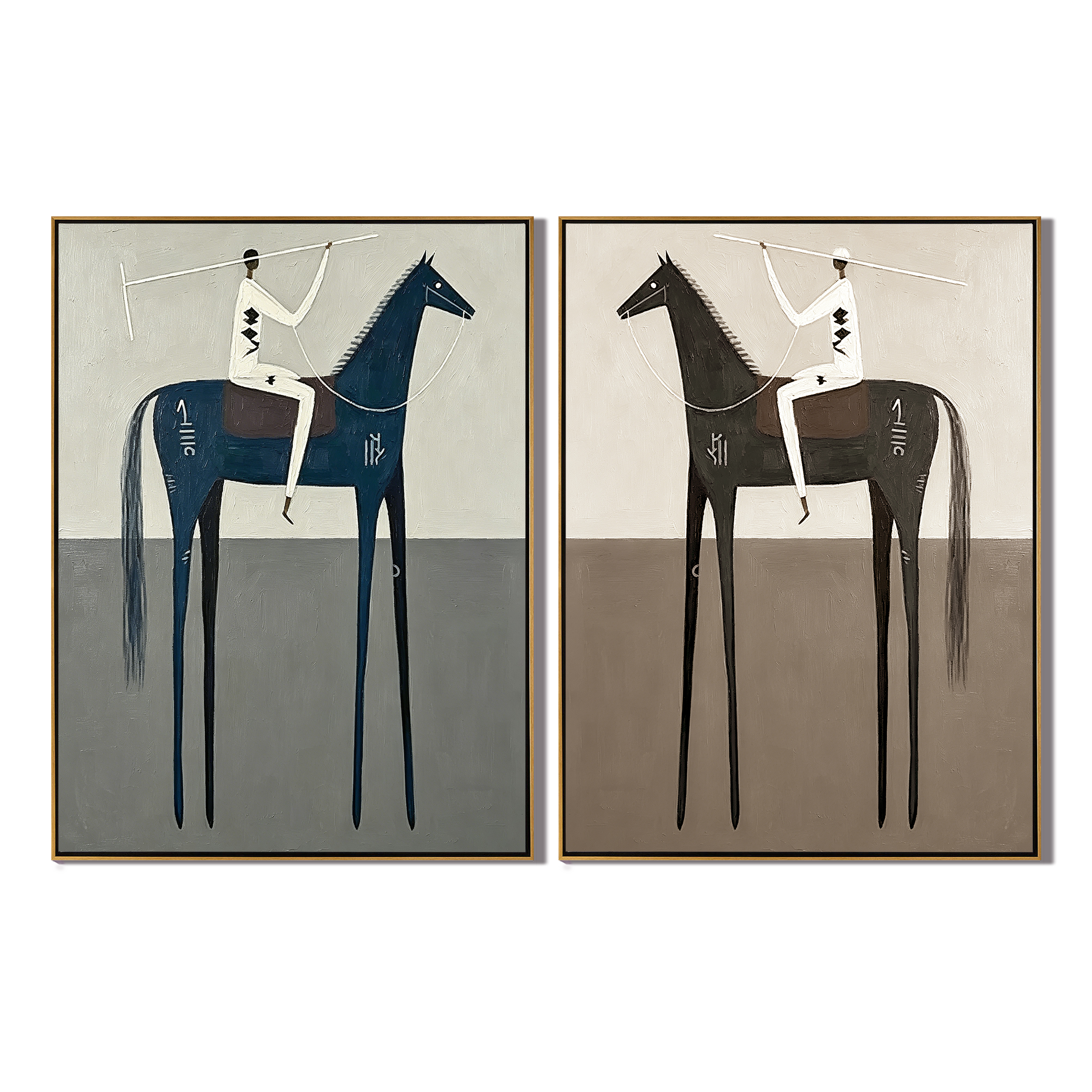 “Silent Riders” – Minimalist Equestrian Oil Painting Set
