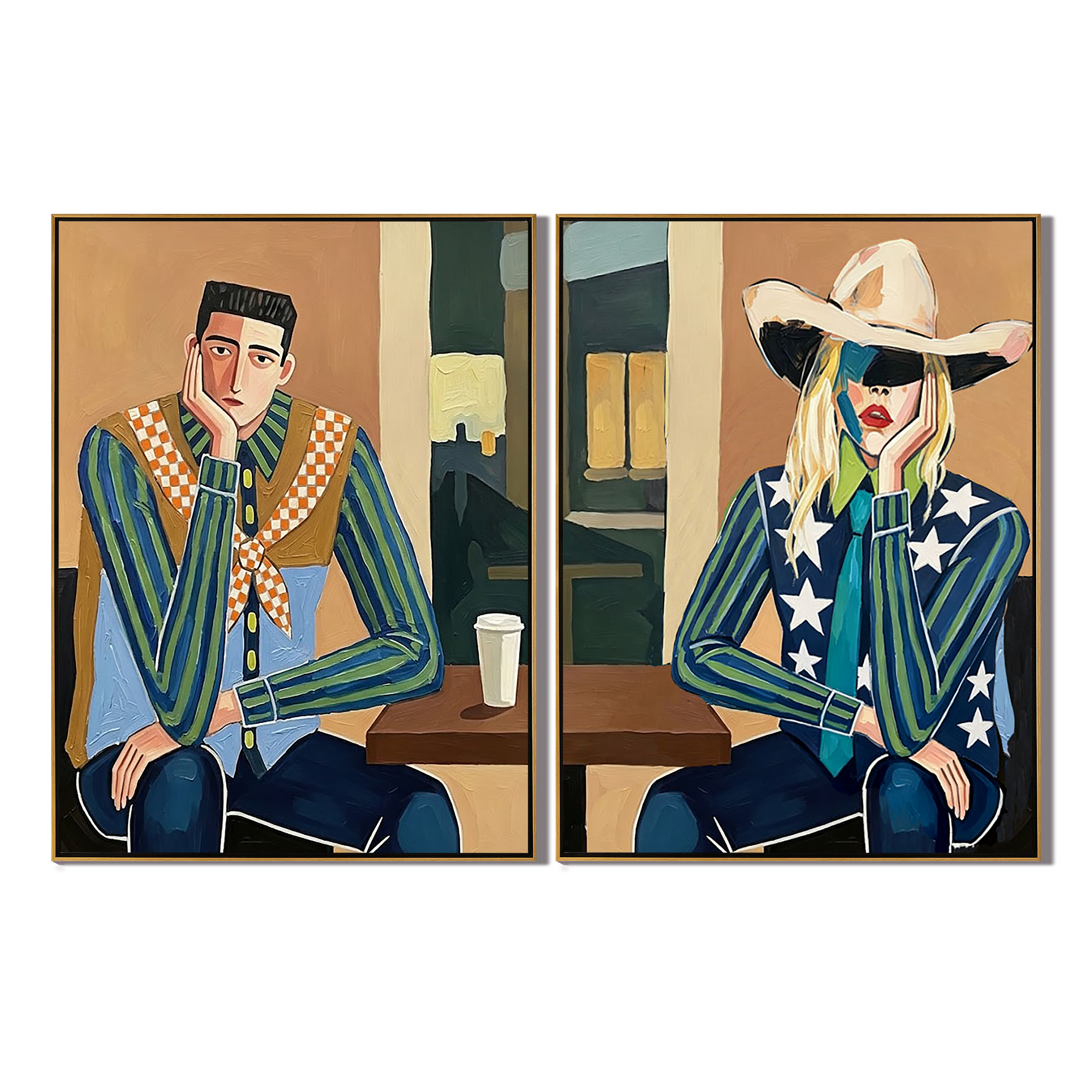 “Café Stardust” – Modern Fashion Portrait Oil Painting Set