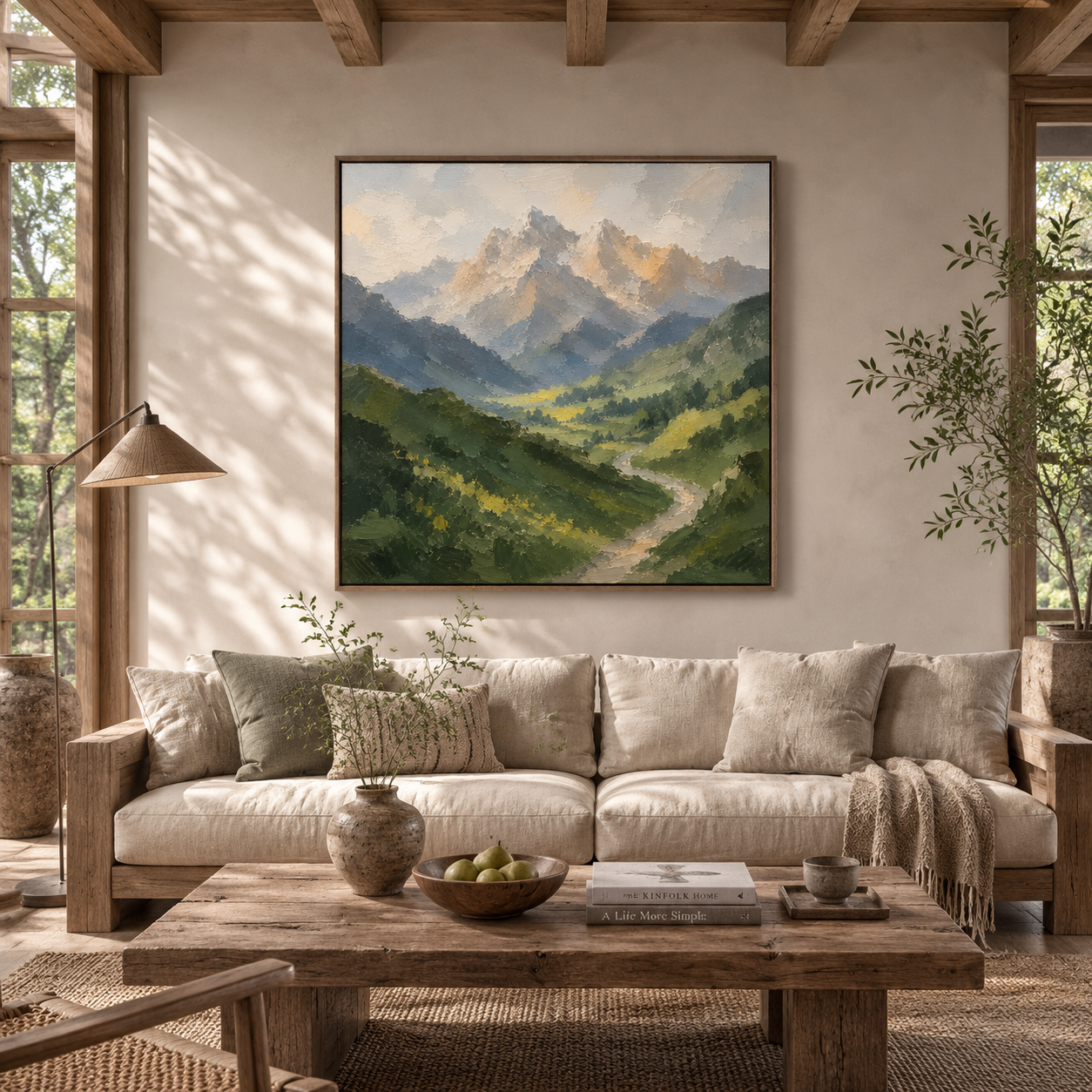 "Eternal Echoes" – Majestic Impasto Palette Knife Mountain Landscape Oil Painting