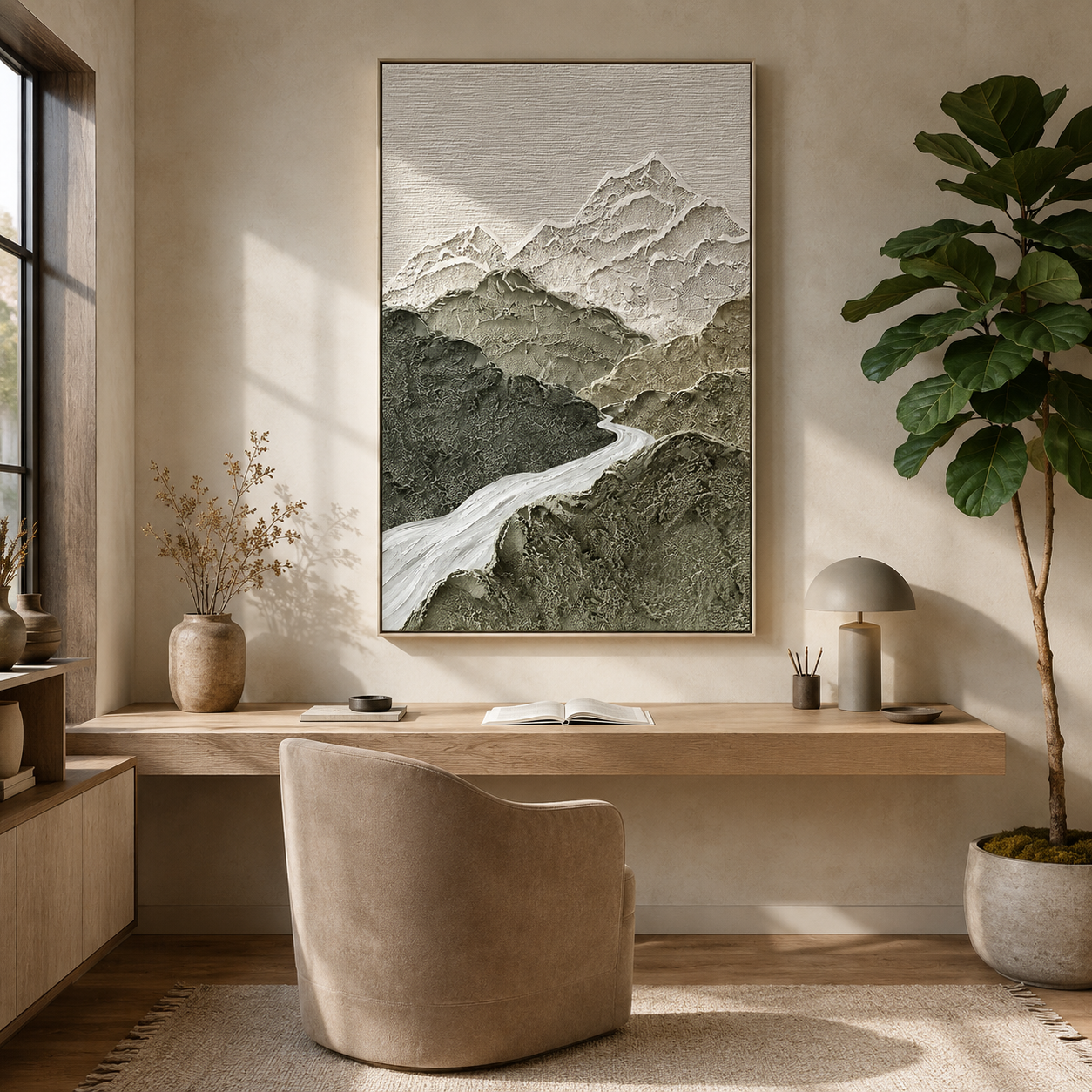 "Valley of Stillness" – Wabi Sabi Mountain Landscape Textured Wall Art