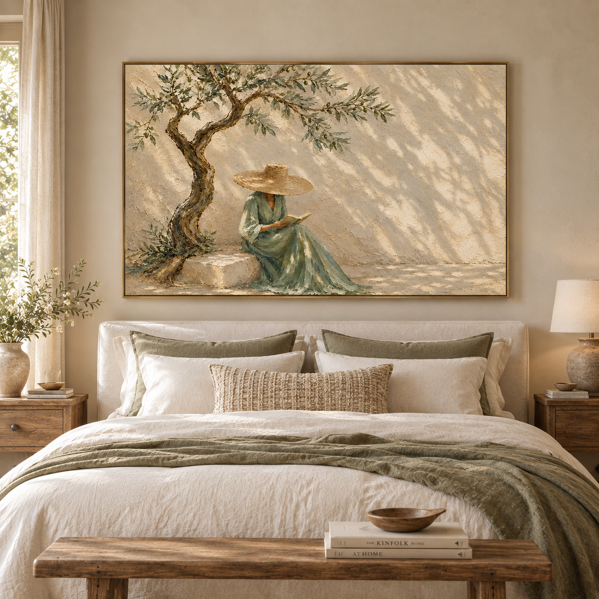 "Alone in the shade" – Mediterranean Olive Tree Figurative Oil Painting