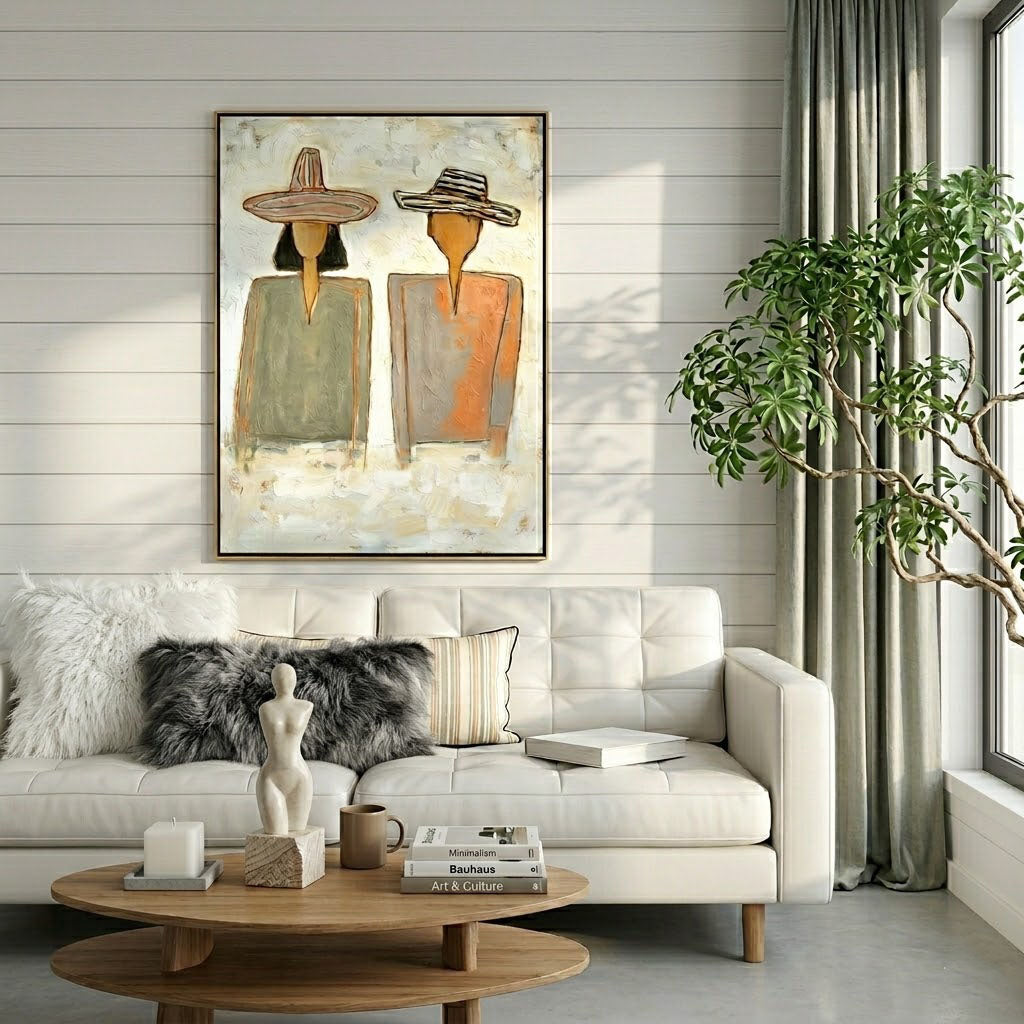 “Desert Companions” – Modern Western Couple Portrait Oil Painting