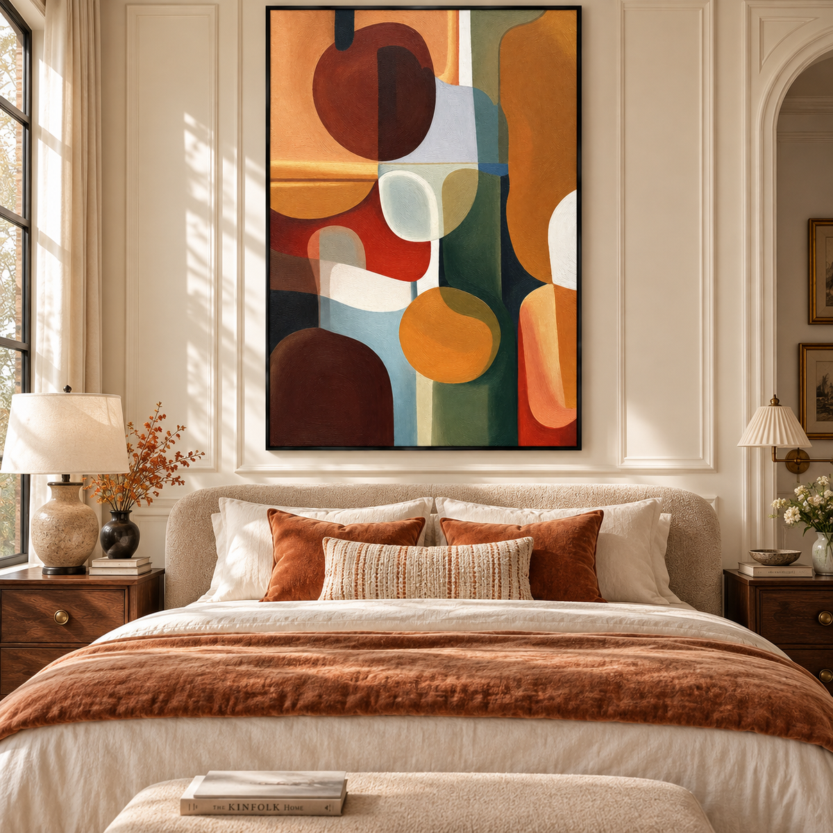 "Harmonic Vessels" – Mid-Century Geometric Earth Tone Abstract Acrylic Painting
