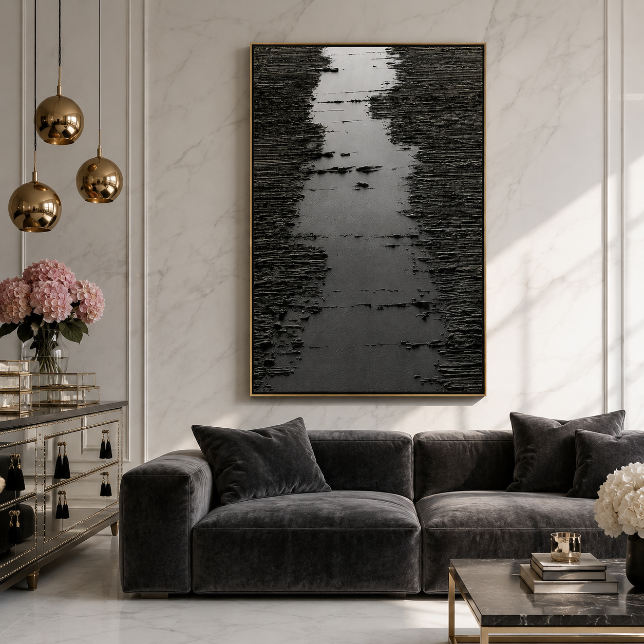 "Silent Passage" – Black Wabi Sabi Abstract Textured Wall Art