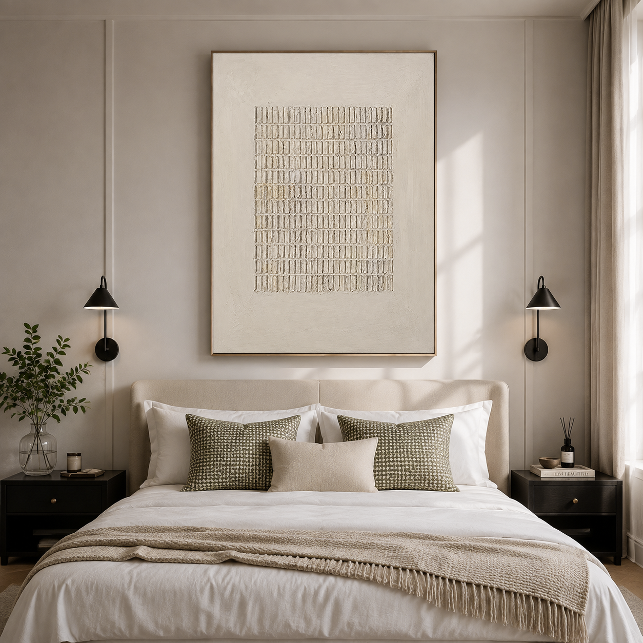 "Rhythmic Order" – Wabi-Sabi Cream Minimalist Relief Acrylic Painting