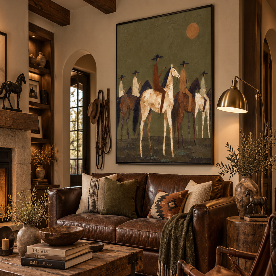 "Dusk Horizon" – Western Figurative Earth Tone Impasto Oil Painting