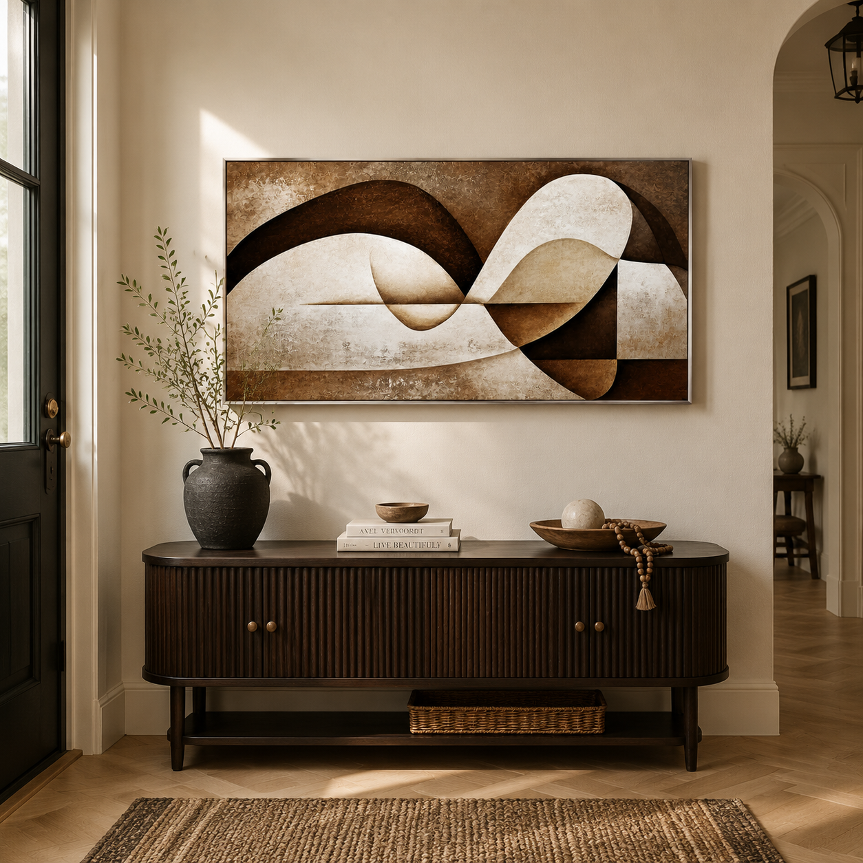 "Earth's Silhouette" - A Modern Abstract Painting in Wabi-Sabi Brown Tones