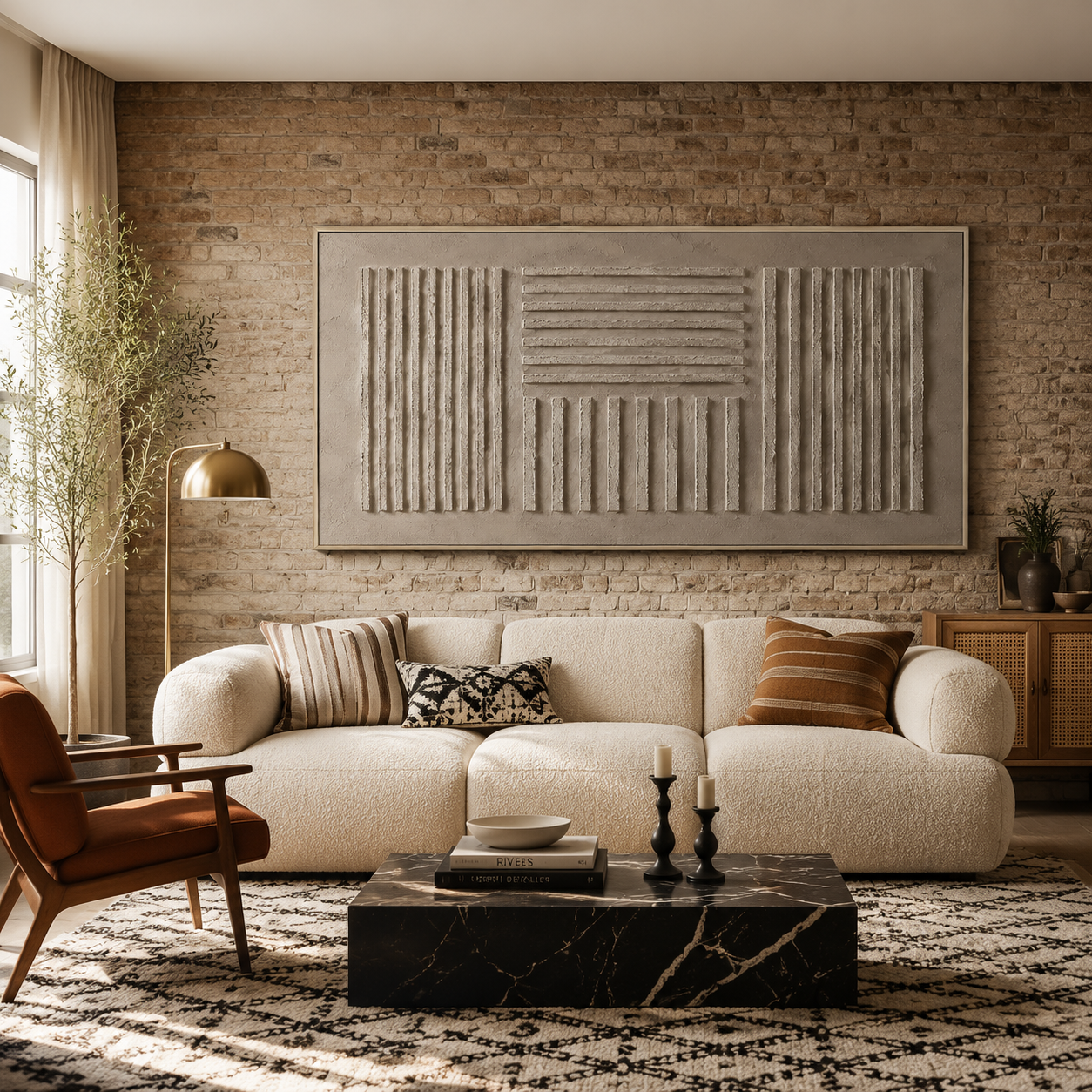 "A Place of Tranquility" - Wabi-sabi Style Earth Tone Textured Horizontal Acrylic Painting