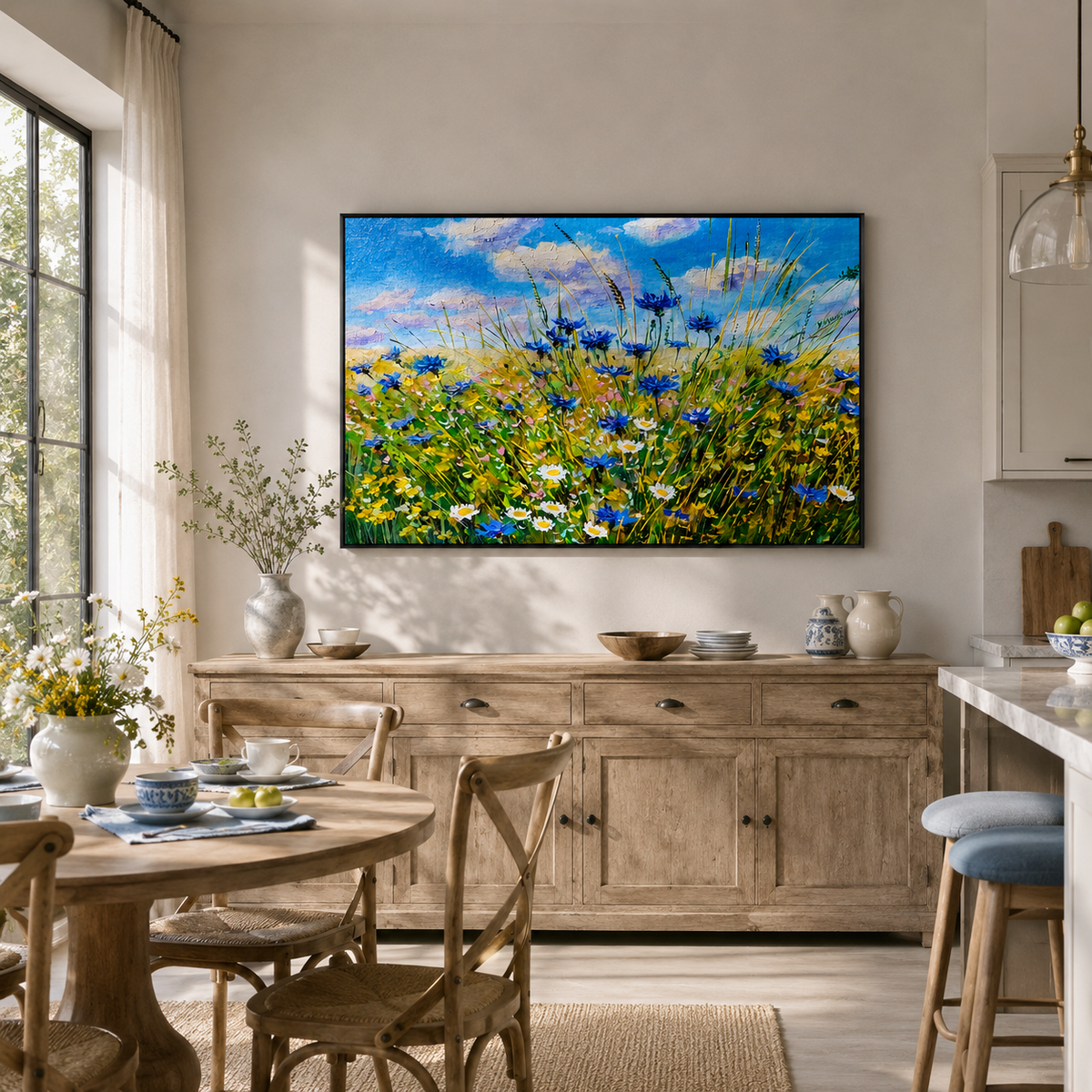 "Summer Breeze" – Impressionist Wildflower Meadow Palette Knife Impasto Oil Painting