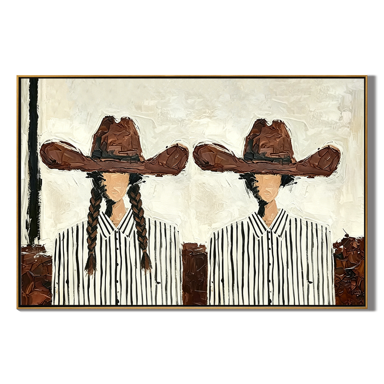 “Desert Lovers” – Vintage Western Couple Portrait Oil Painting