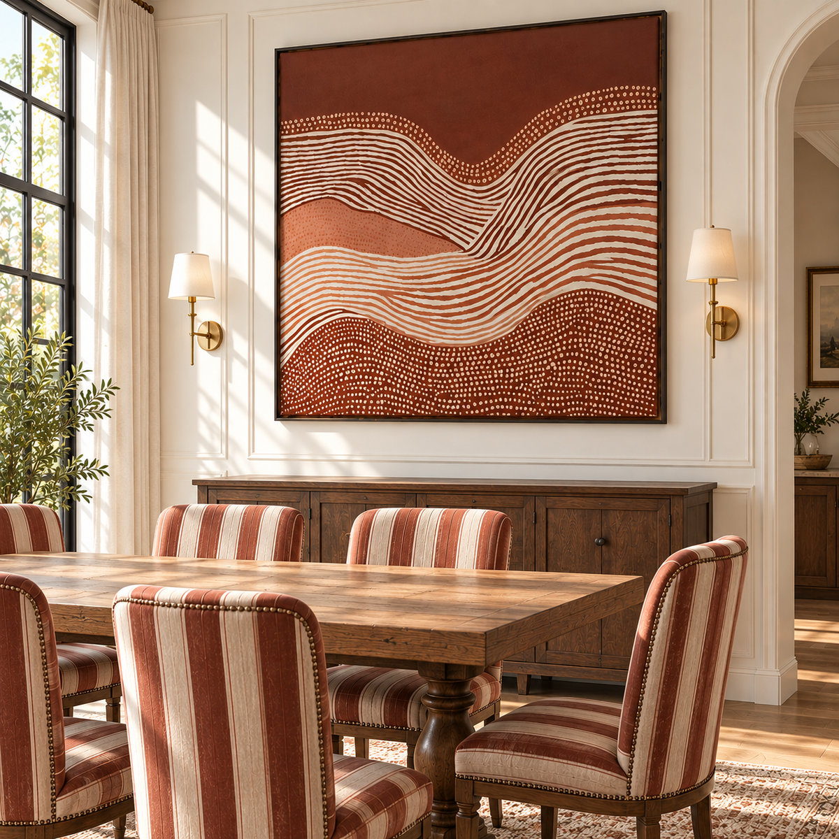 "Whispering Dunes" – Wabi-Sabi Terracotta Organic Line Art Acrylic Painting