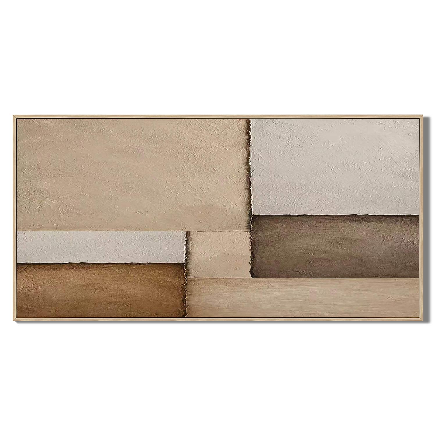 "Terra Fragments" – Wabi-Sabi Earth Tone Geometric Relief Painting