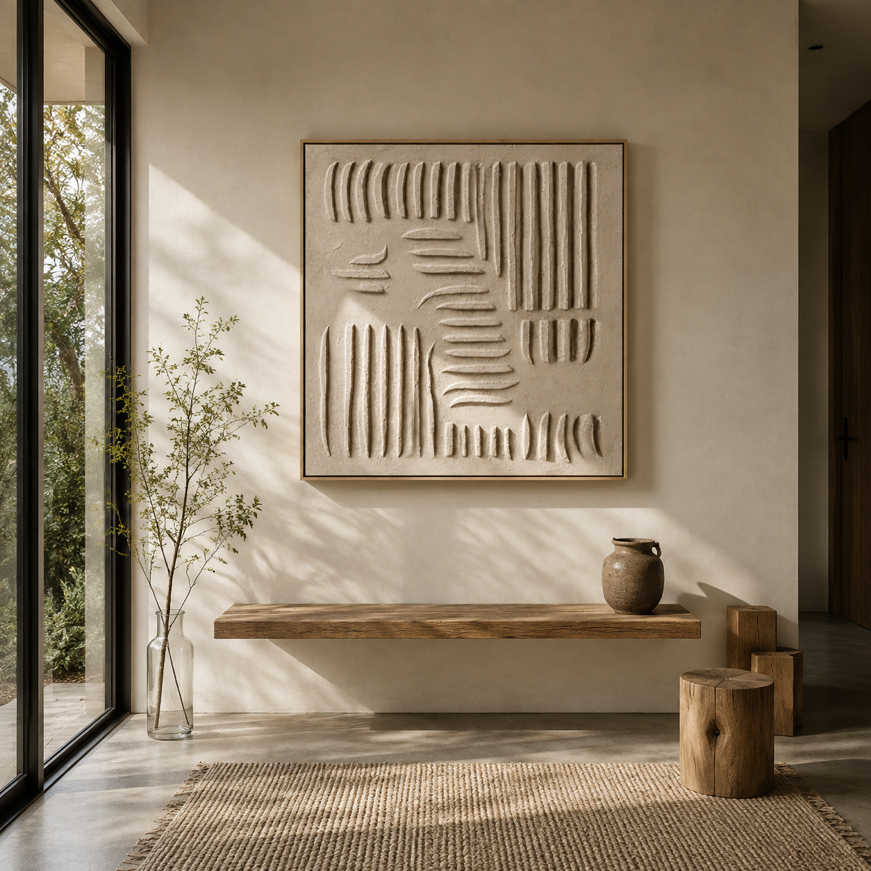 "Organic Cadence" – Wabi-Sabi Sand Tone Abstract Acrylic Painting
