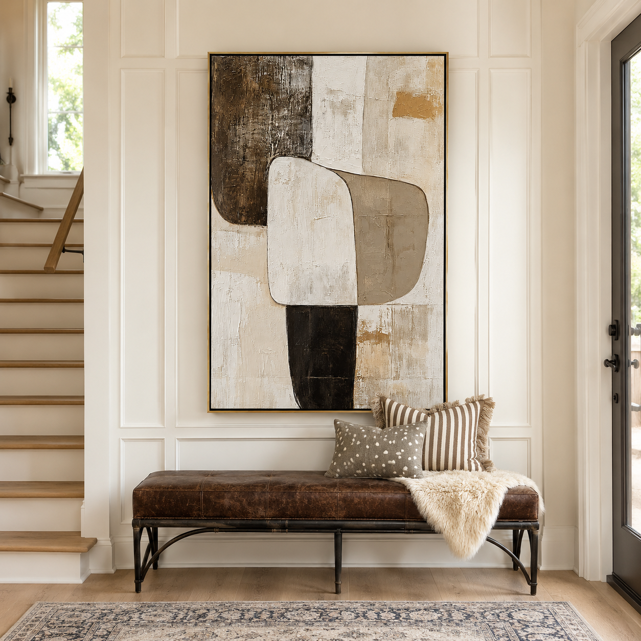 "Earthen Balance" – Organic Geometric Neutral Abstract Painting