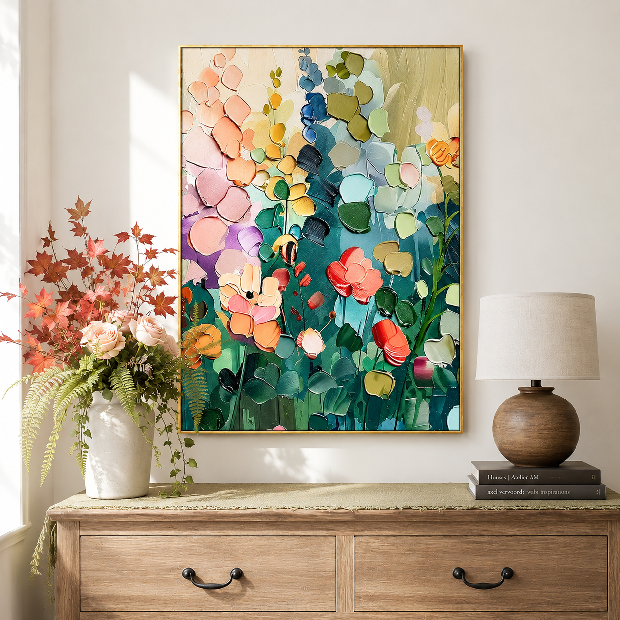 "Botanical Daydream" – Colorful Garden Floral Textured Painting