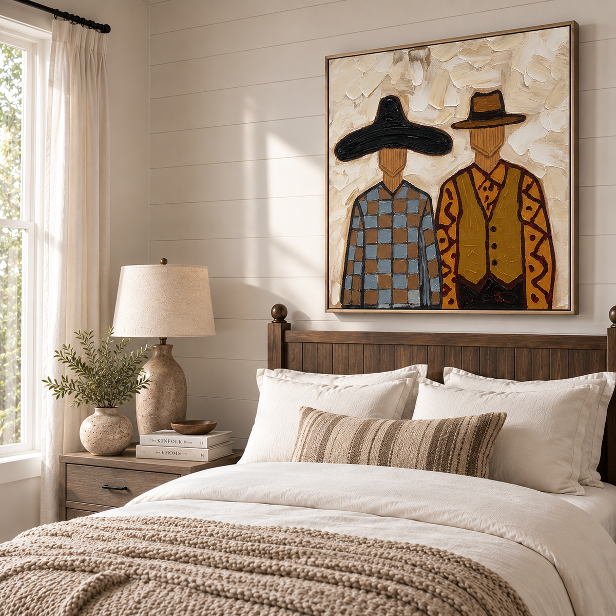 “Ranchside Brothers” – Vintage Western Cowboy Textured Oil Painting