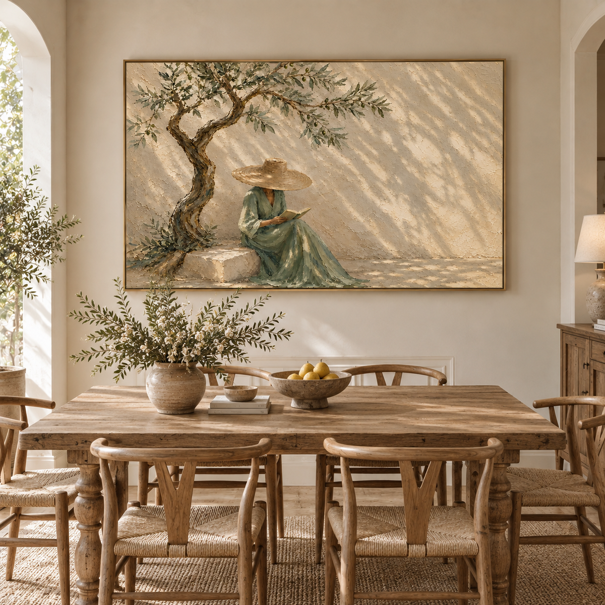 "Alone in the shade" – Mediterranean Olive Tree Figurative Oil Painting