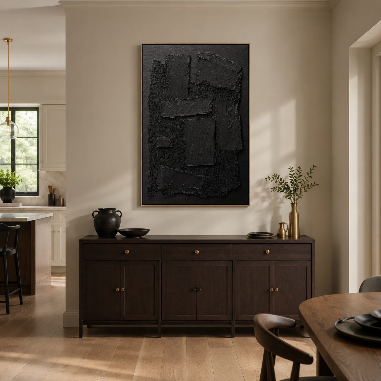 "Shadow Relic" – Black Wabi Sabi Abstract Textured Wall Art