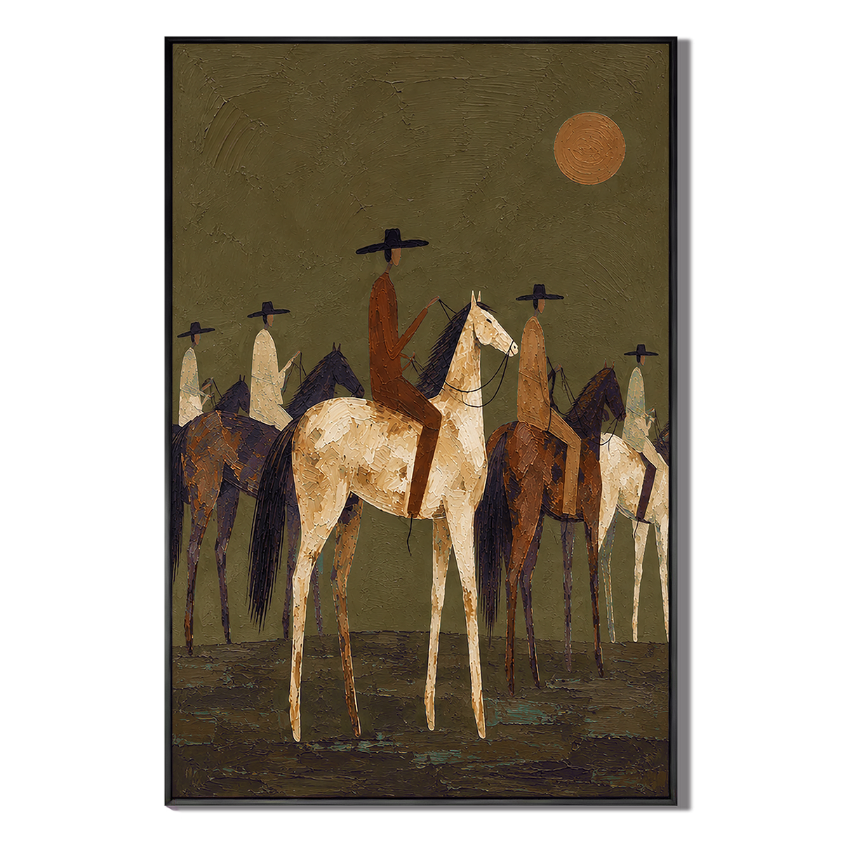 "Dusk Horizon" – Western Figurative Earth Tone Impasto Oil Painting