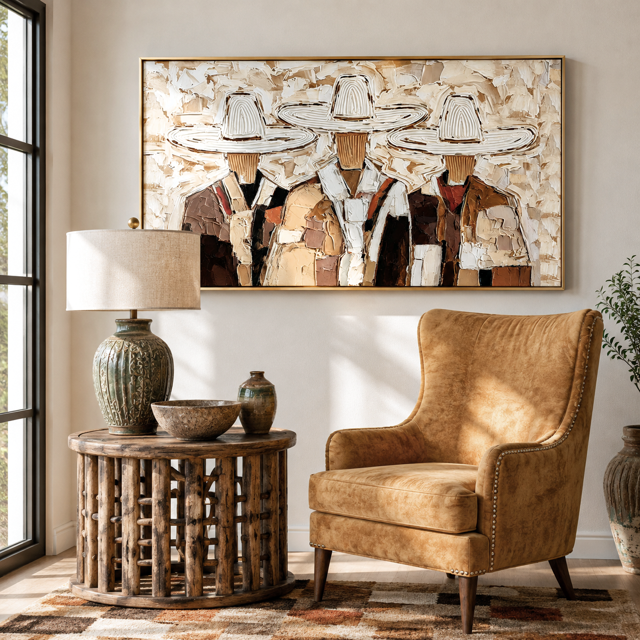 “Frontier Brotherhood” – Rustic Western Cowboy Impasto Oil Painting