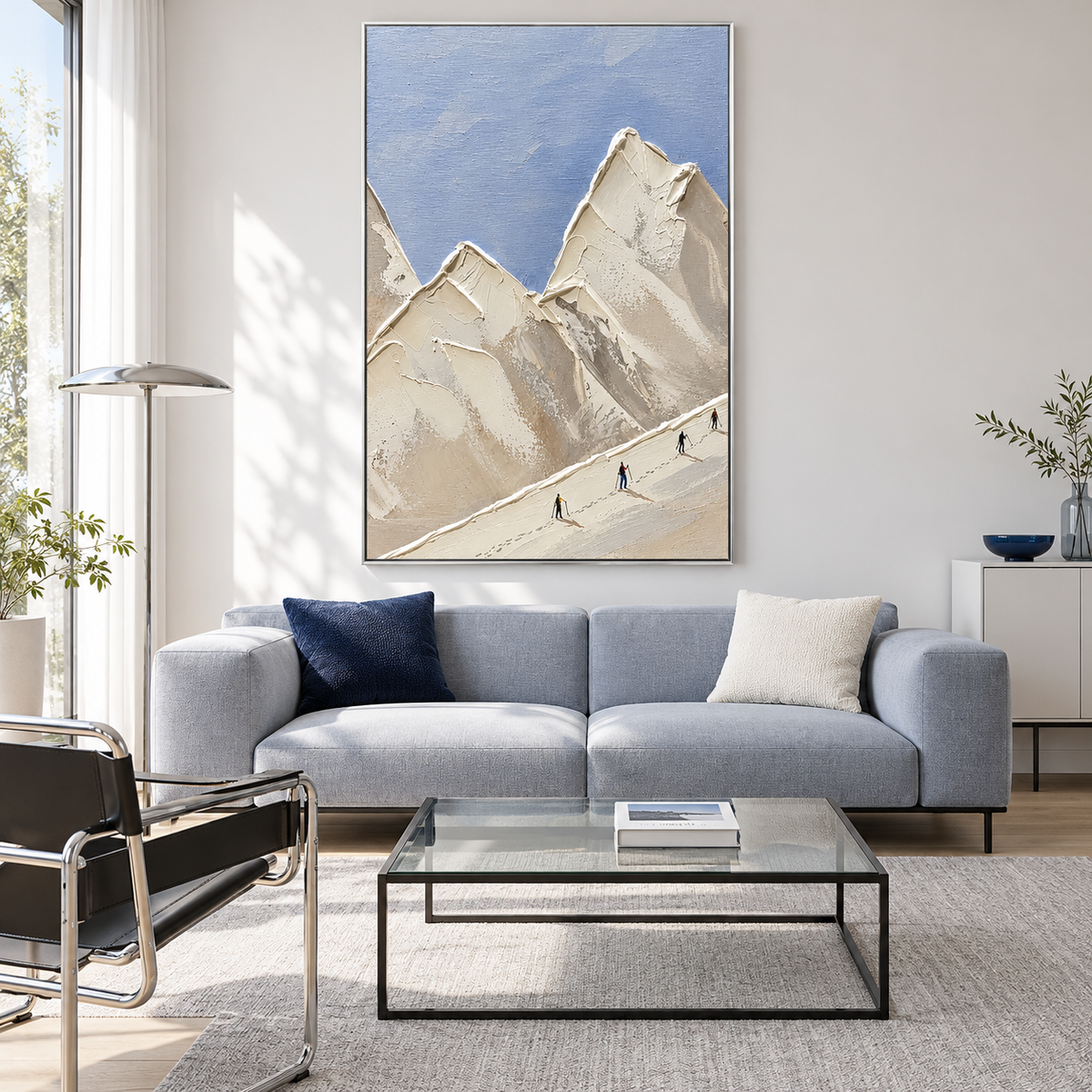 "Silent Peak" – Minimalist Impasto Snow Mountain Oil Painting