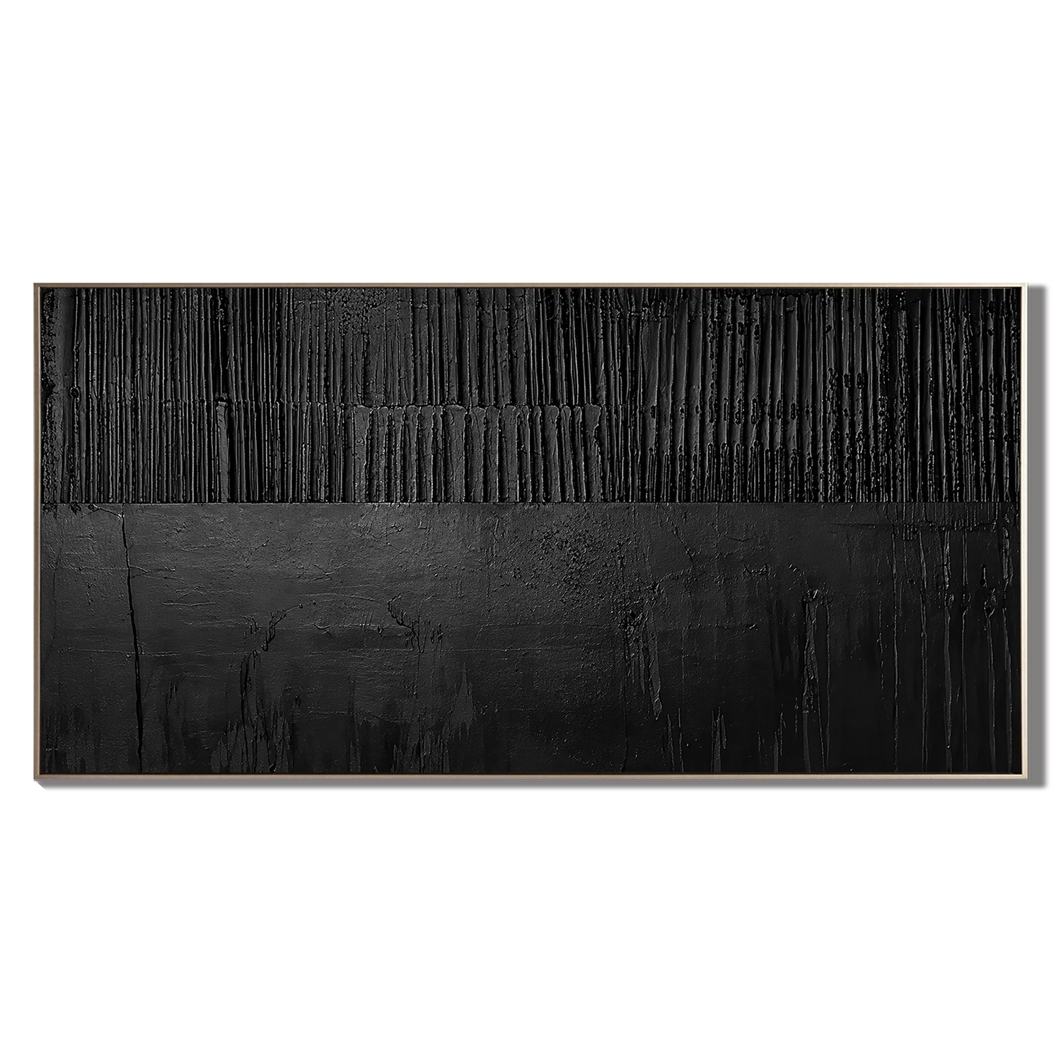 “Noir Structure” – Black Textured Abstract Oil Painting
