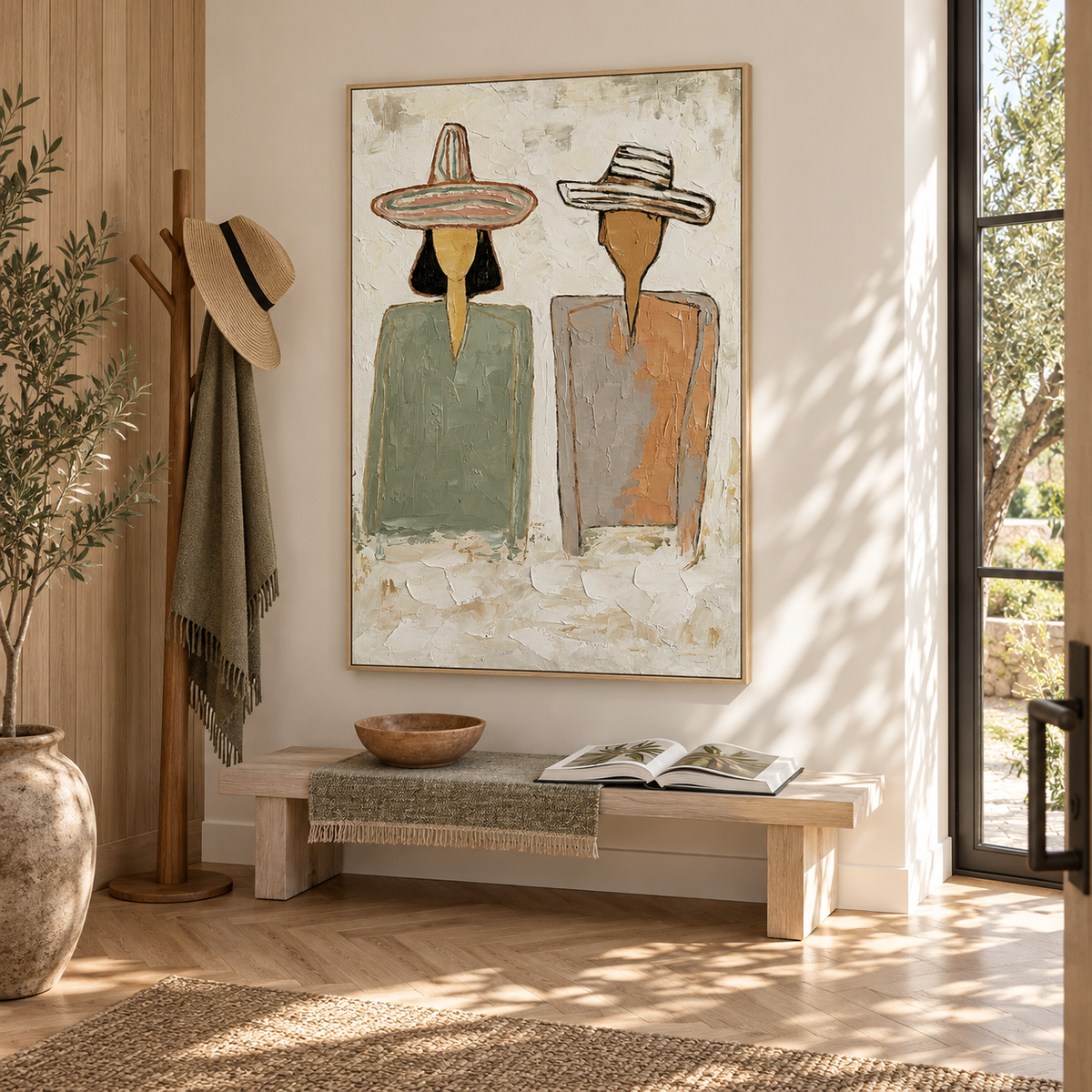 “Desert Companions” – Modern Western Couple Portrait Oil Painting