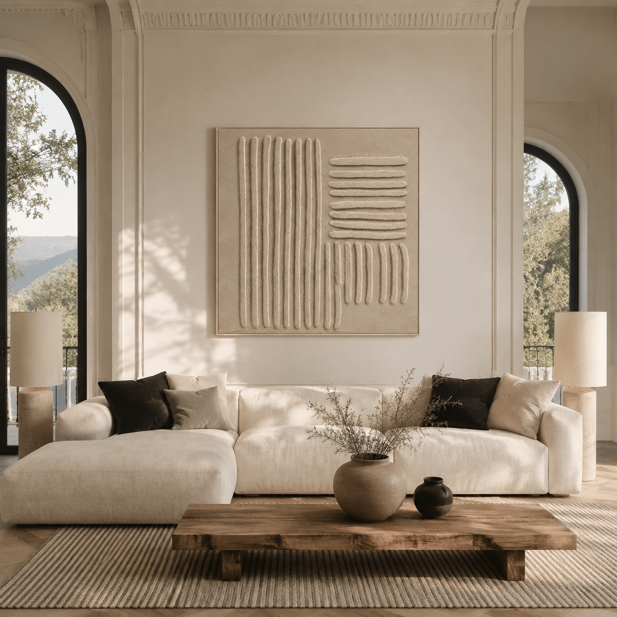"Tranquil Resonance" – Wabi-Sabi Beige Textured Acrylic Painting