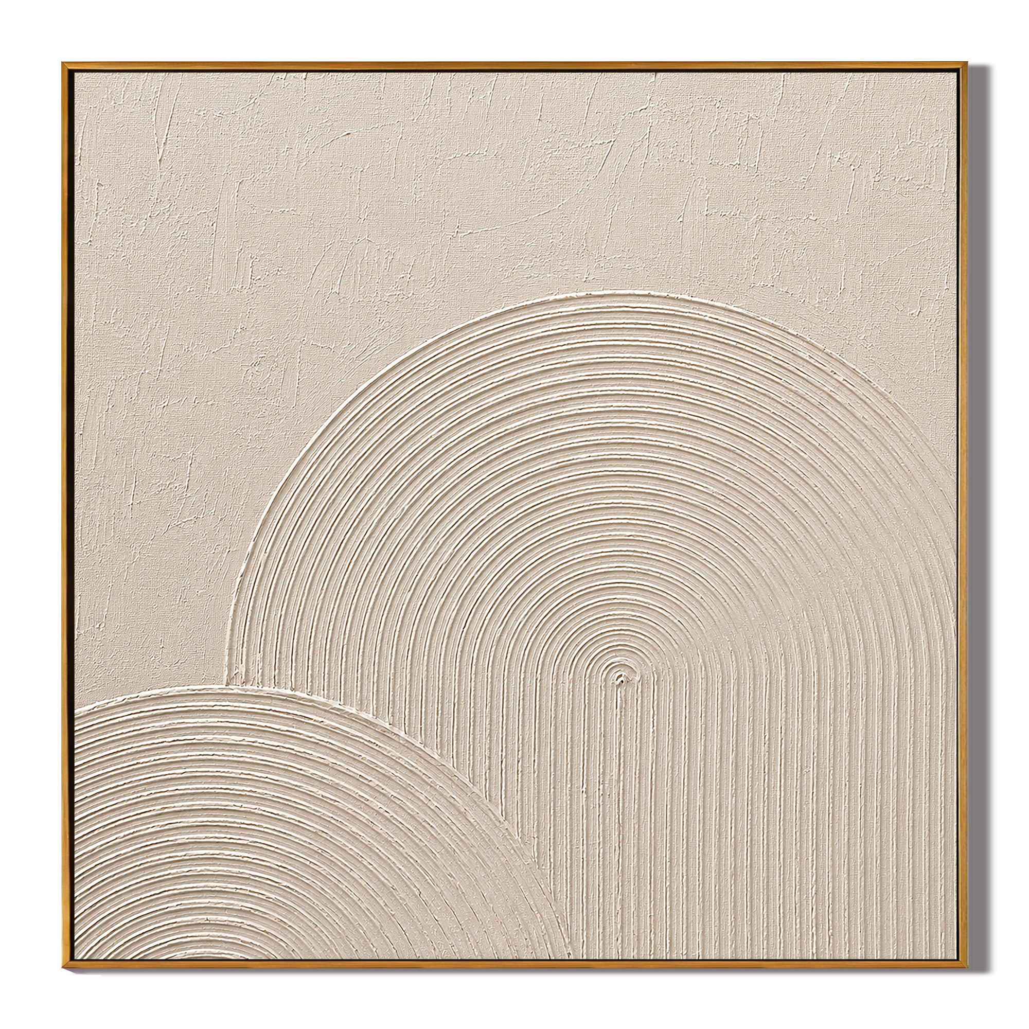 "Arched Stillness" – Wabi Sabi Cream Geometric Textured Painting