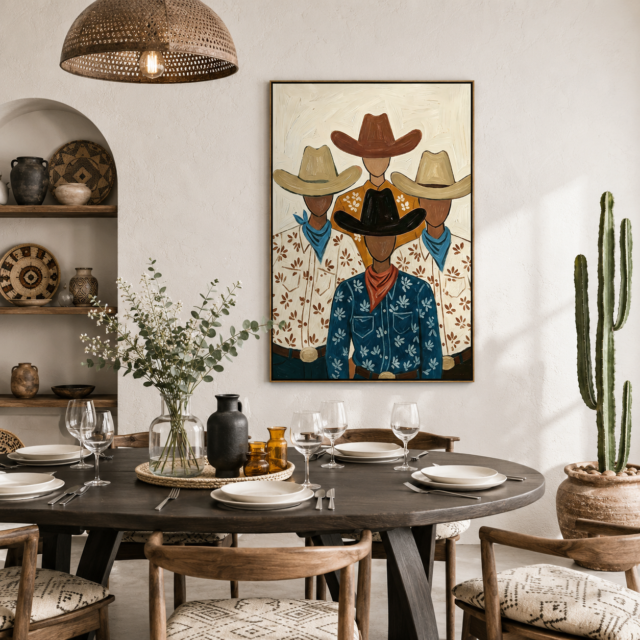 “Brotherhood of the West” – Vintage Cowboy Portrait Oil Painting