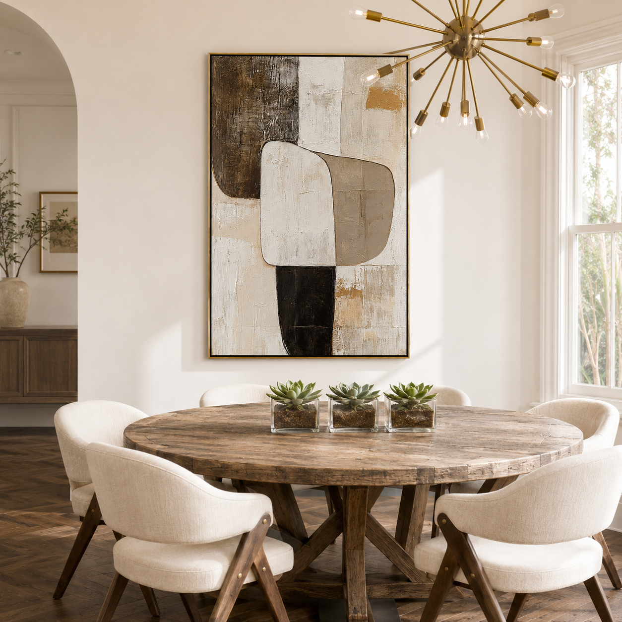 "Earthen Balance" – Organic Geometric Neutral Abstract Painting