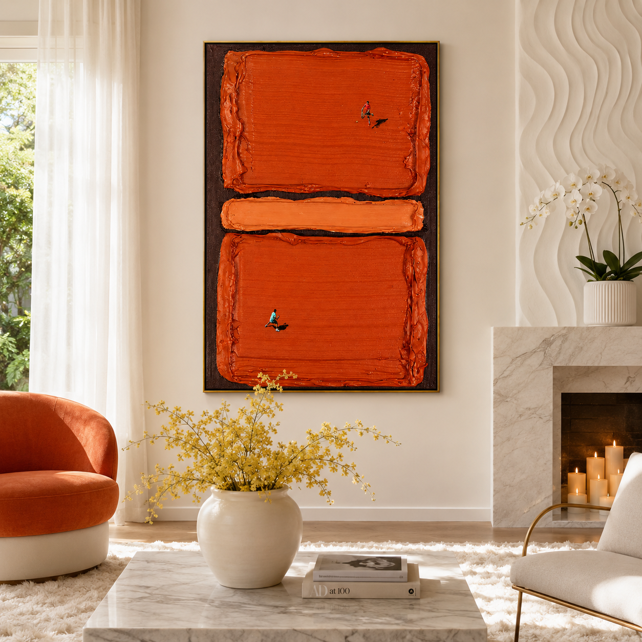 "Clay Court Solitude" – Textured Tennis Court Abstract Painting