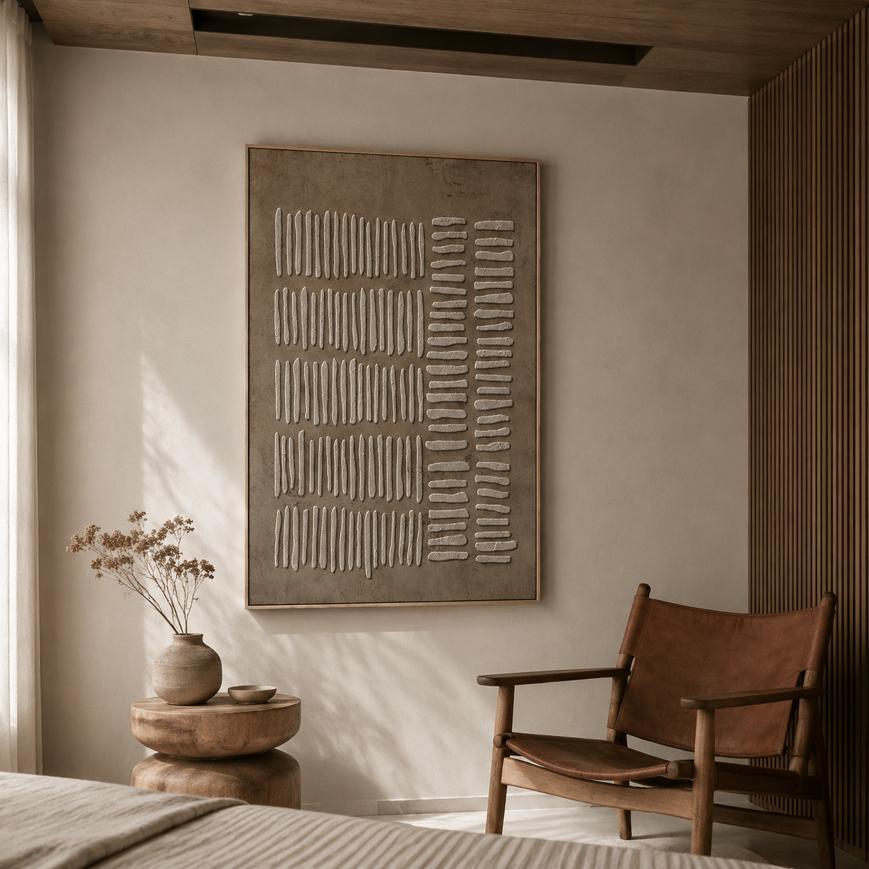 "Tranquil Harmony" – Wabi-Sabi Earth Tone Abstract Relief Painting