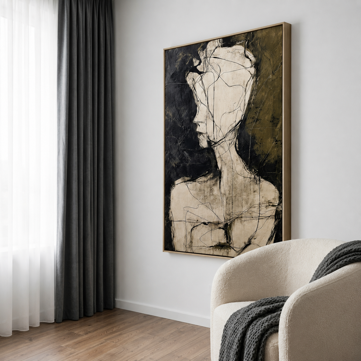 "Unspoken Self" – Abstract Figure Portrait Textured Painting