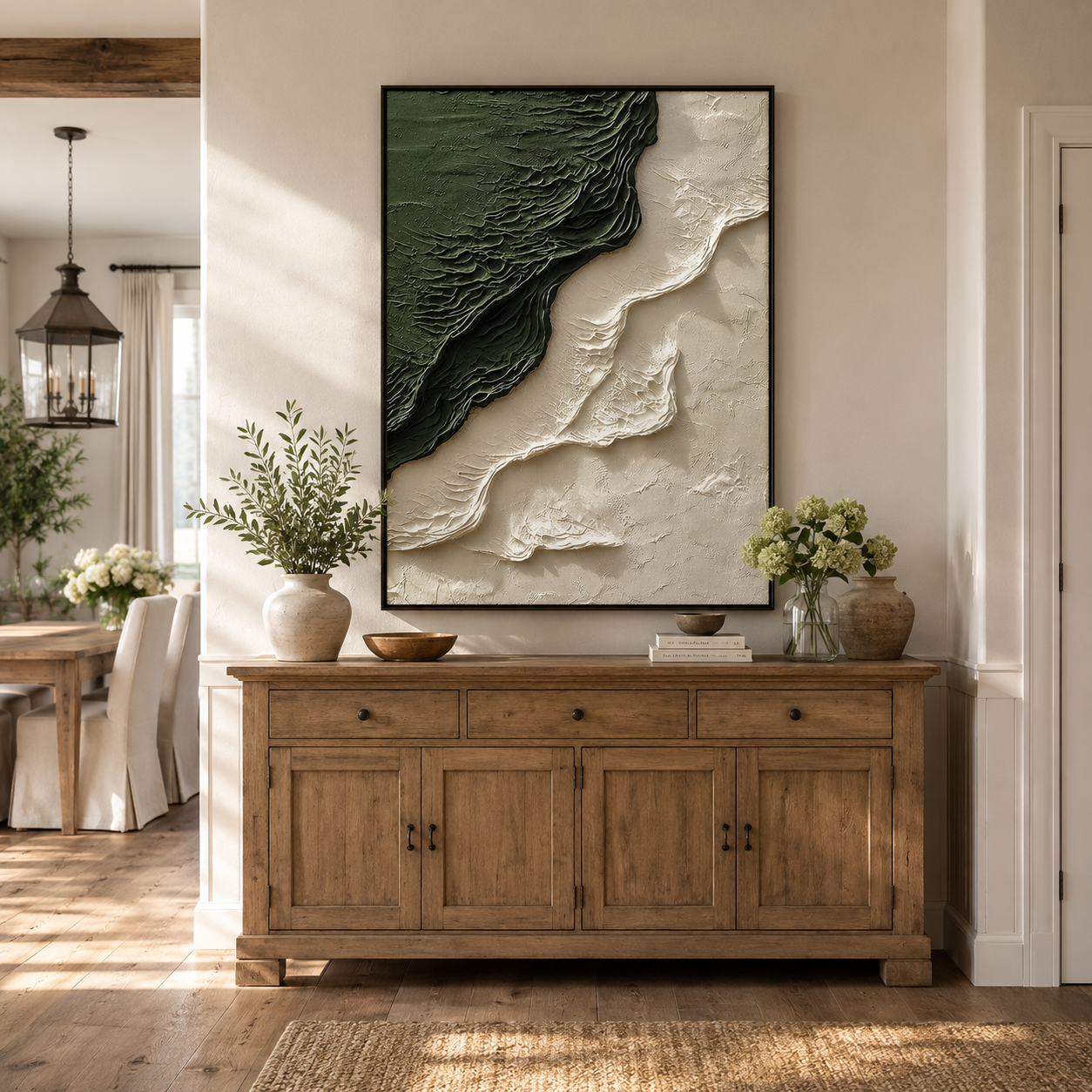 "Emerald Terrain" – Green Wabi Sabi Textured Abstract Painting