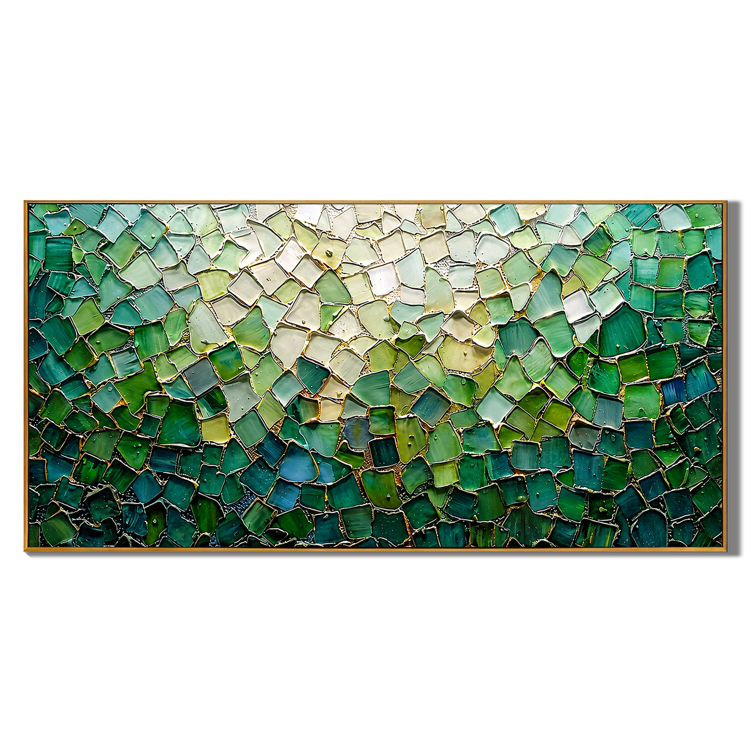 “Emerald Fragments” – Green Mosaic Abstract Impasto Oil Painting