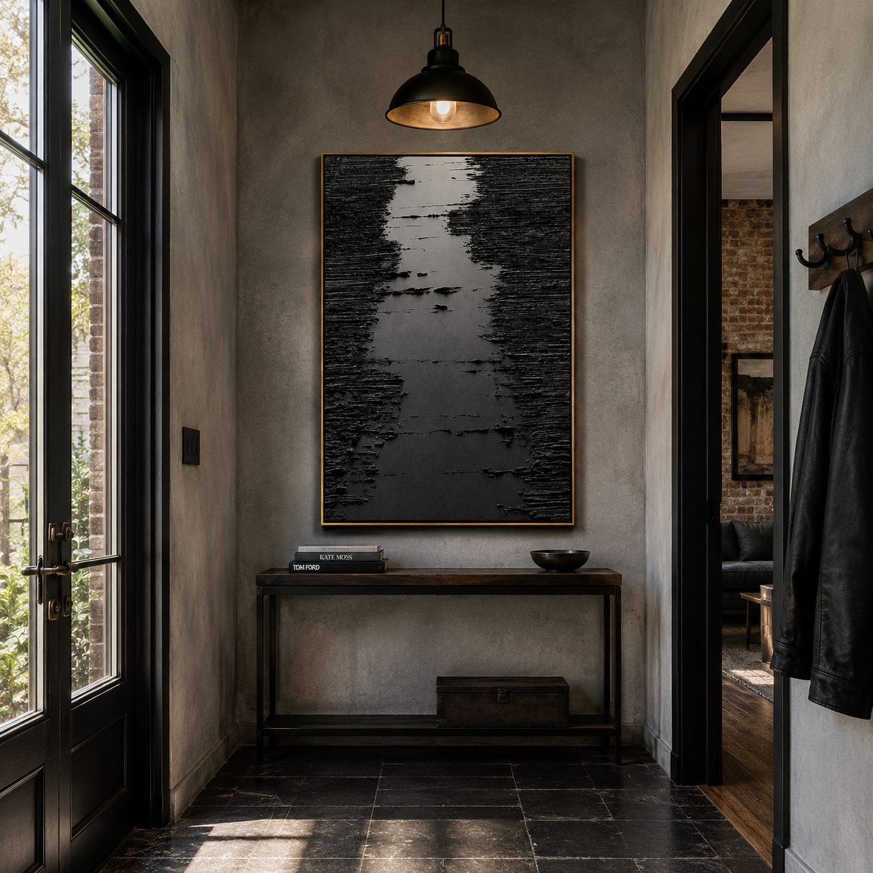 "Silent Passage" – Black Wabi Sabi Abstract Textured Wall Art