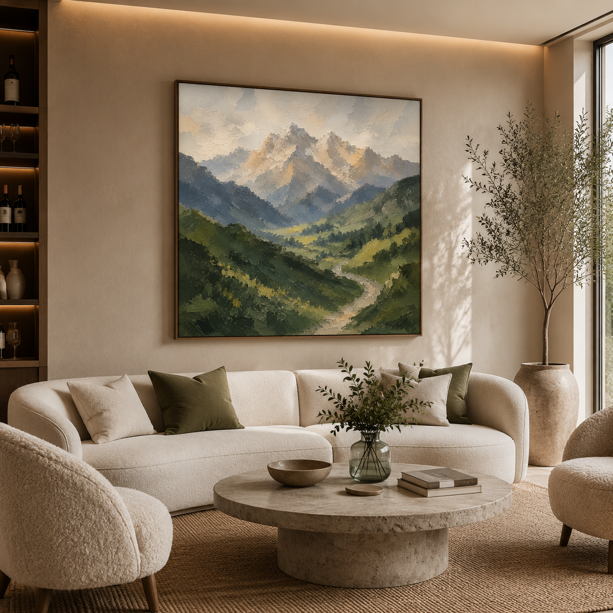 "Eternal Echoes" – Majestic Impasto Palette Knife Mountain Landscape Oil Painting