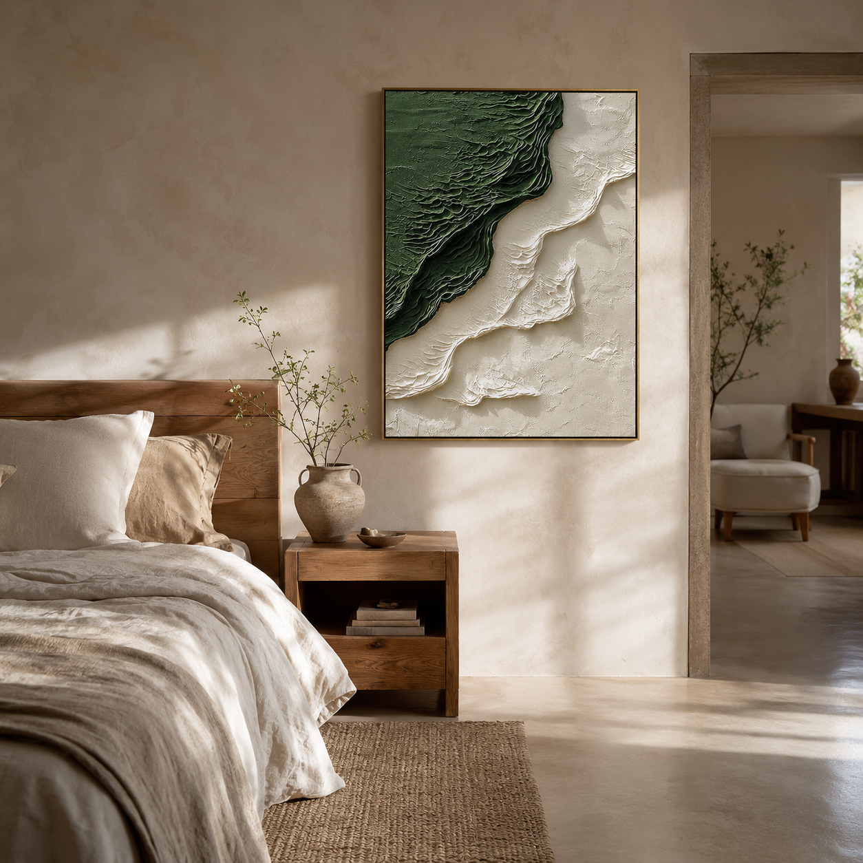 "Emerald Terrain" – Green Wabi Sabi Textured Abstract Painting