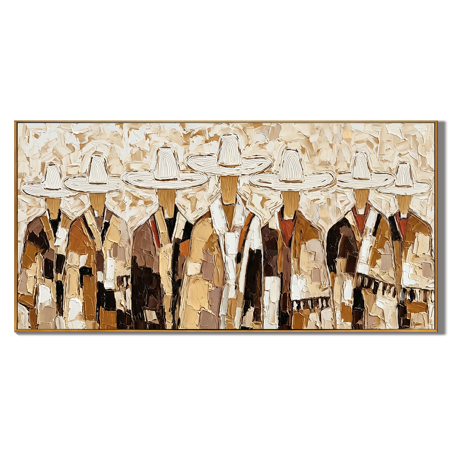 “Frontier Assembly” – Rustic Western Cowboy Group Impasto Oil Painting