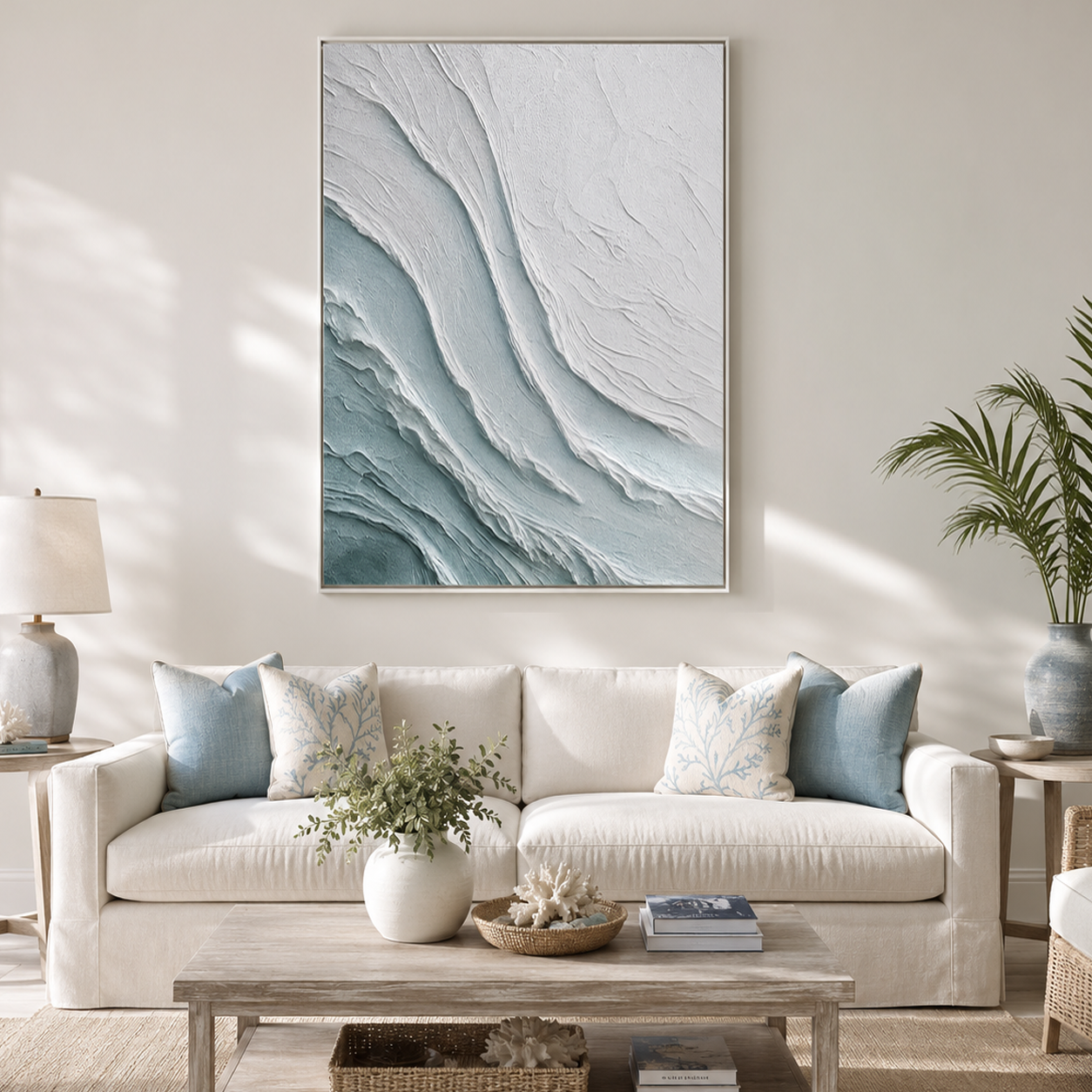 "Glacial Whisper" – Ice Blue Wabi Sabi Textured Abstract Painting