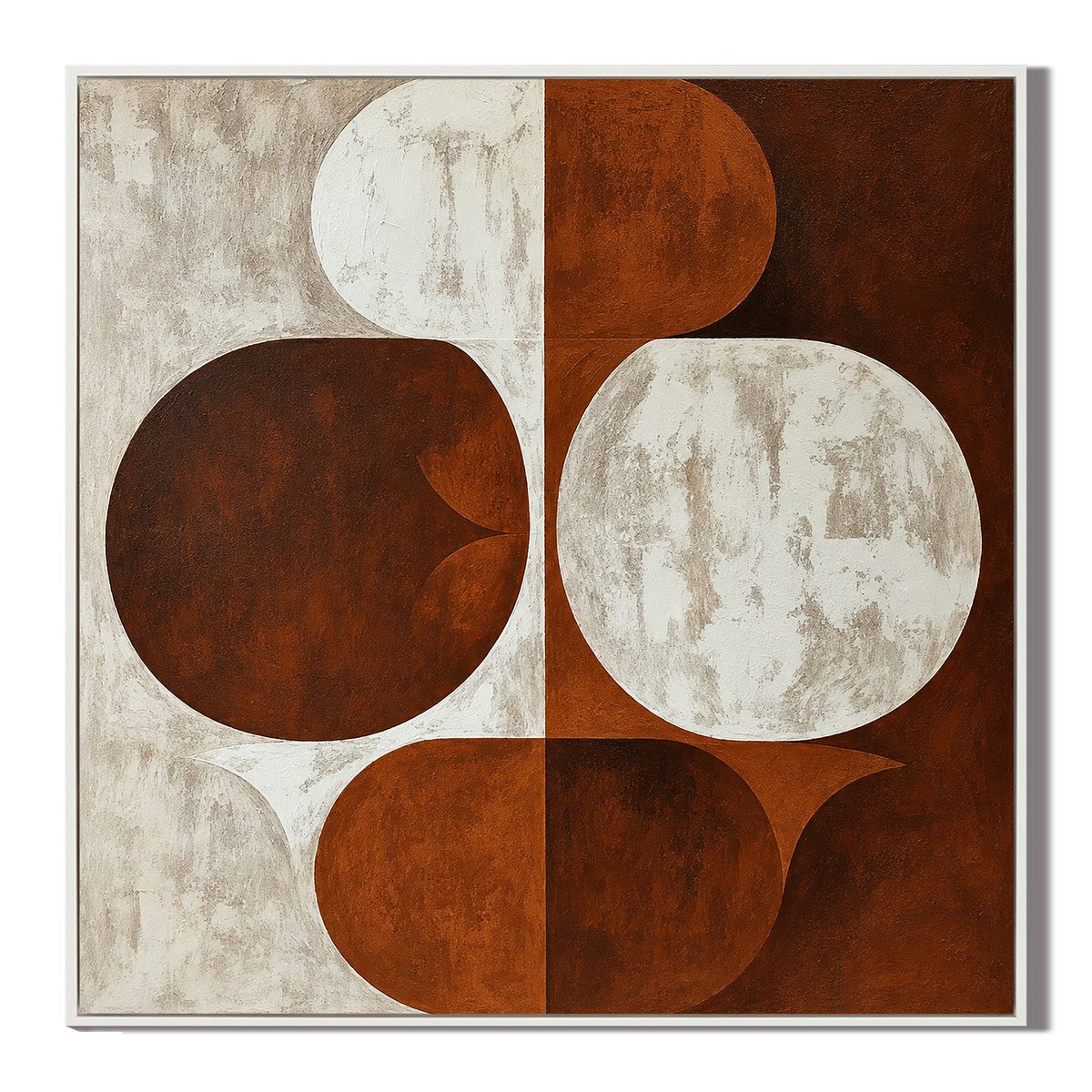 "Dual Equilibrium" – Mid-Century Terracotta Geometric Abstract Acrylic Painting