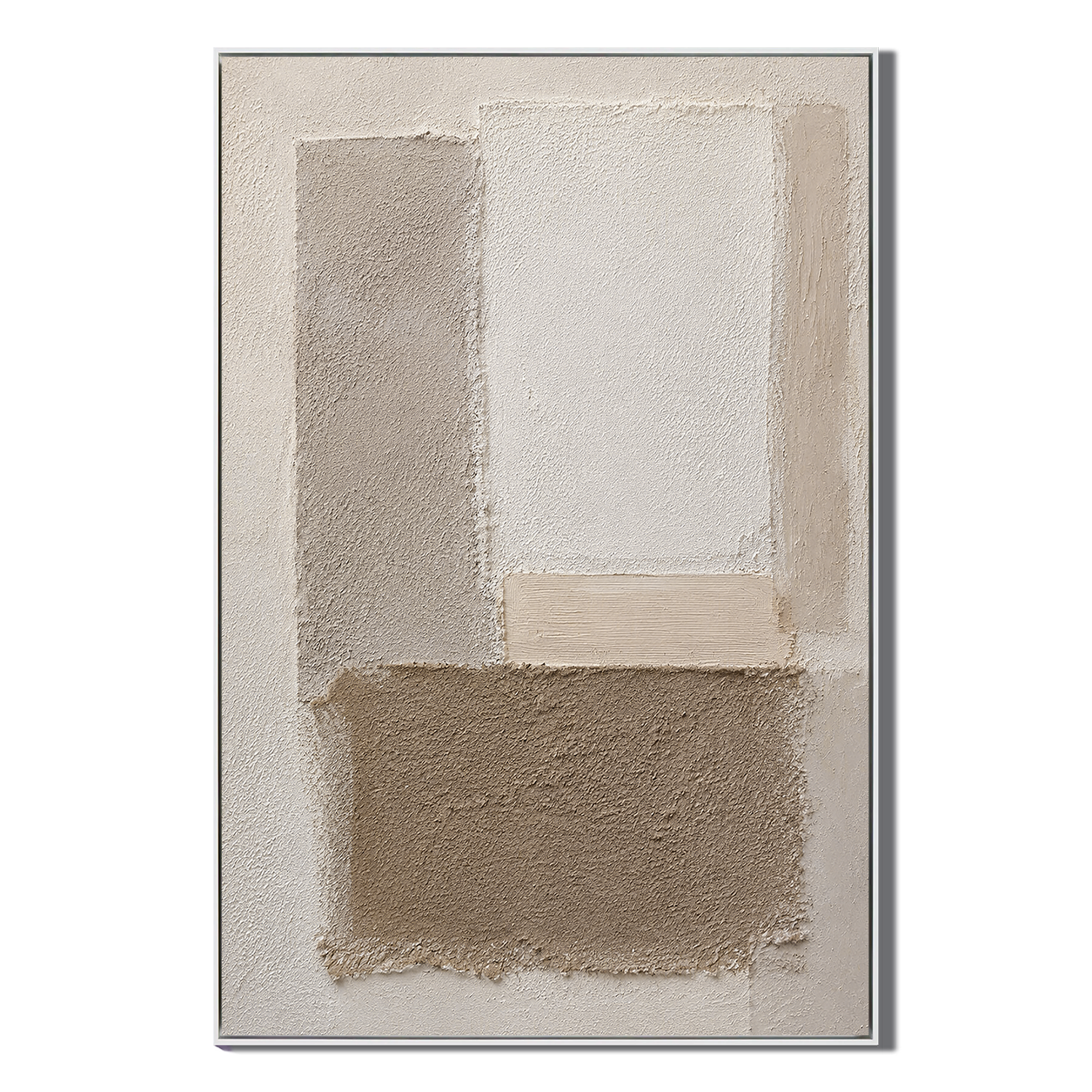 "Tranquil Foundations" – Wabi-Sabi Earth Tone Geometric Relief Painting