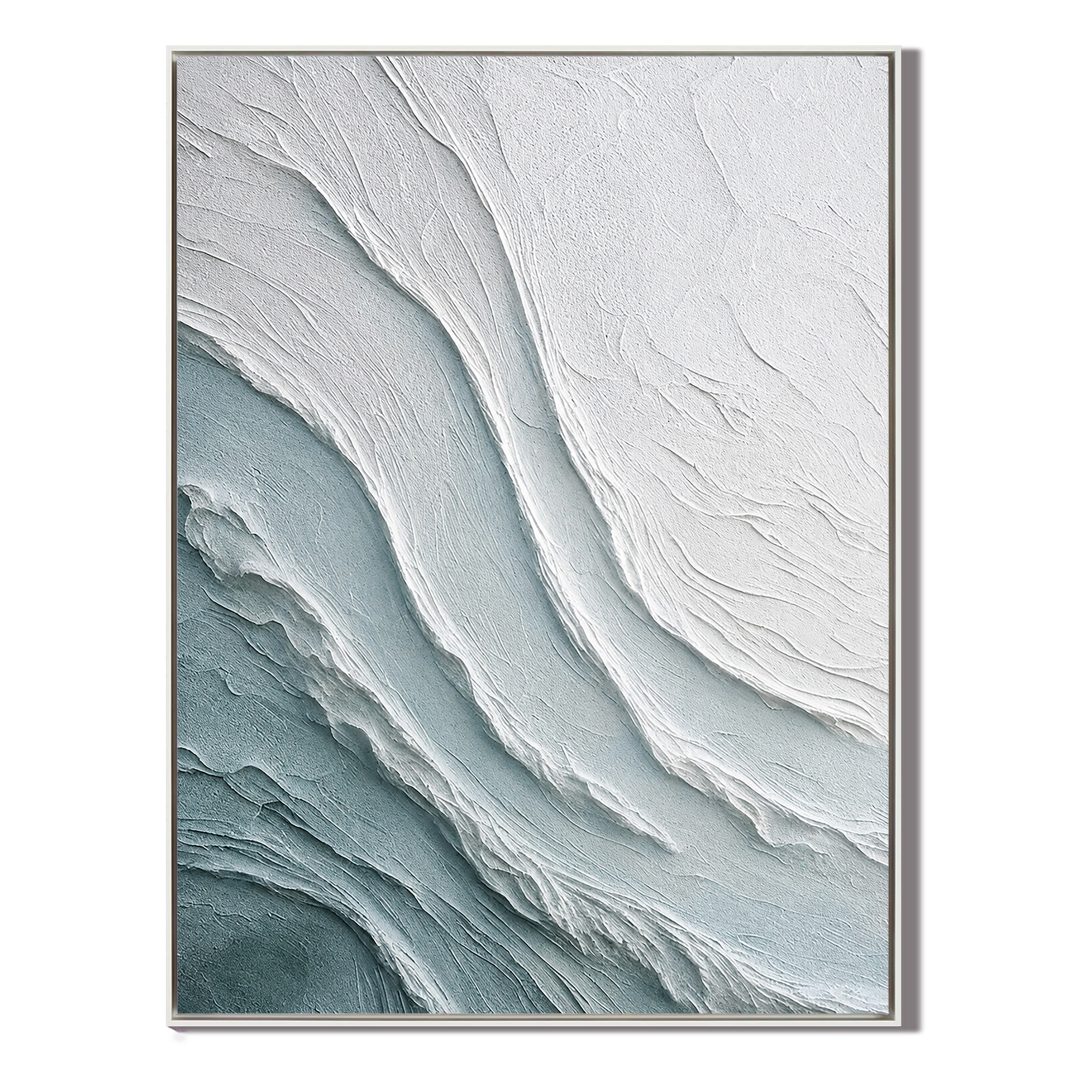 "Glacial Whisper" – Ice Blue Wabi Sabi Textured Abstract Painting