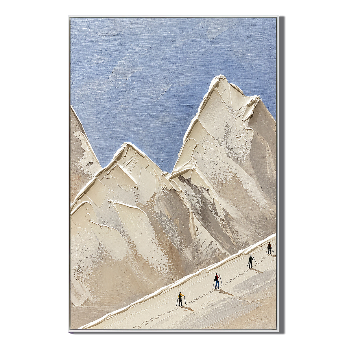 "Silent Peak" – Minimalist Impasto Snow Mountain Oil Painting